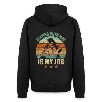 Funny Welder Welding Retro Gift - Unisex Premium Organic Zip Hoodie - black - Back - Nico (187cm)