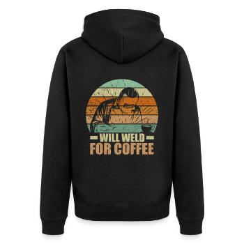 Funny Welder Coffee Welding Retro Gift - Unisex Premium Organic Zip Hoodie - black - Back - Nico (187cm)