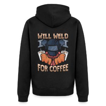 Lustiger Schweißer Kaffee Schweißer Geschenk - Unisex Premium Bio Zip Hoodie - Schwarz - Hinten - Nico (187cm)