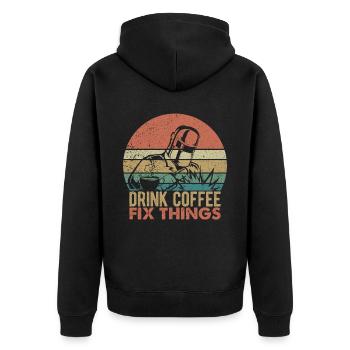 Funny Welder Coffee Welding Retro Gift - Unisex Premium Organic Zip Hoodie - black - Back - Nico (187cm)
