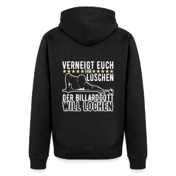 Pool Billard - Unisex Premium Bio Zip Hoodie - Schwarz - Hinten - Nico (187cm)