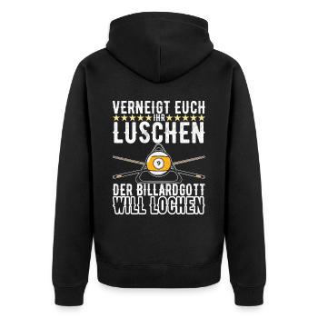 Pool Billard - Unisex Premium Bio Zip Hoodie - Schwarz - Hinten - Nico (187cm)