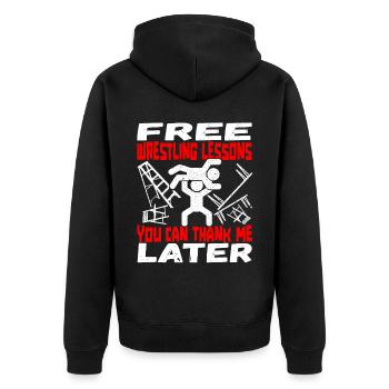 Wrestling Wrestler - Unisex Premium Bio Zip Hoodie - Schwarz - Hinten - Nico (187cm)