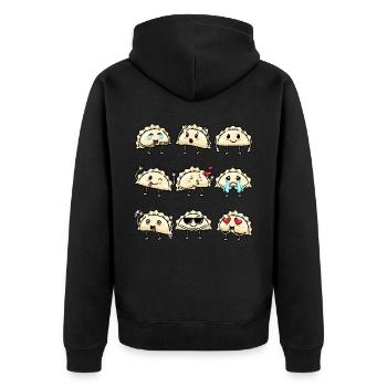 Pierogi Kawaii Emoticon Cuisine polonaise - Veste à capuche bio Premium Unisexe - noir - Dos - Nico (187cm)
