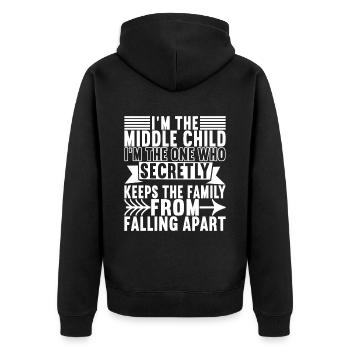 Middle Children Middle Siblings - Unisex Premium Organic Zip Hoodie - black - Back - Nico (187cm)