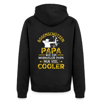 Bogenschützen Papa Bogenschießen - Unisex Premium Bio Zip Hoodie - Schwarz - Hinten - Nico (187cm)