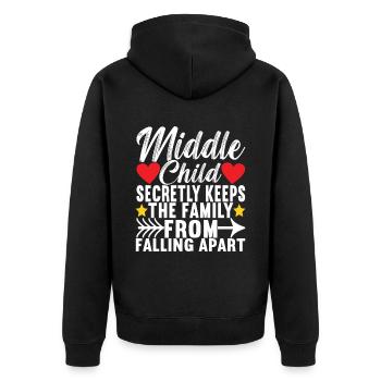 Middle Children Middle Siblings - Unisex Premium Organic Zip Hoodie - black - Back - Nico (187cm)