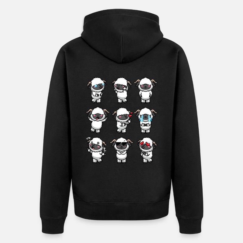 Walliser Schwarznasenschaf Schafe - Unisex Premium Bio Zip Hoodie - Schwarz
