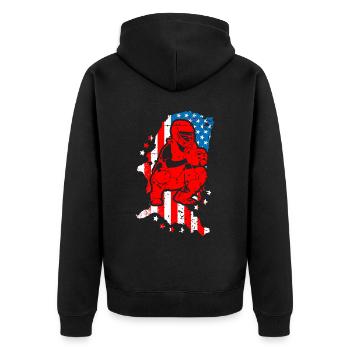 Baseball Spieler Amerikanische Flagge - Unisex Premium Bio Zip Hoodie - Schwarz - Hinten - Nico (187cm)