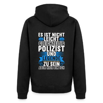 Polizei Polizist - Unisex Premium Bio Zip Hoodie - Schwarz - Hinten - Nico (187cm)
