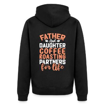 Father & Daughter Coffee Roasting - Unisex Premium Bio Zip Hoodie - Schwarz - Hinten - Nico (187cm)