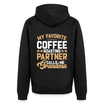 My Favorite Coffee Roasting Partner - Unisex Premium Bio Zip Hoodie - Schwarz - Hinten - Nico (187cm)
