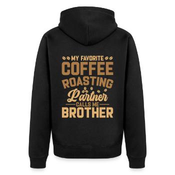 My Favorite Coffee Roasting Partner - Unisex Premium Bio Zip Hoodie - Schwarz - Hinten - Nico (187cm)