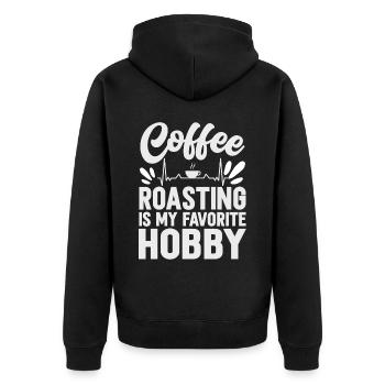 Coffee Roasting Is My Favorite Hobby - Unisex Premium Bio Zip Hoodie - Schwarz - Hinten - Nico (187cm)