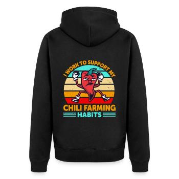 I Work To Support My Chili Farming Habit - Unisex Premium Organic Zip Hoodie - black - Back - Nico (187cm)