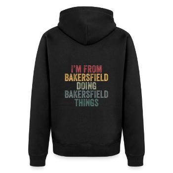I'm from Bakersfield doing Bakersfield things - Unisex Premium Bio Zip Hoodie - Schwarz - Hinten - Nico (187cm)