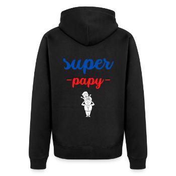 super papy - Veste à capuche bio Premium Unisexe - noir - Dos - Nico (187cm)