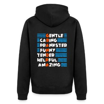 Grandfather Quality Design For Grandfather - Unisex Premium Organic Zip Hoodie - black - Back - Nico (187cm)