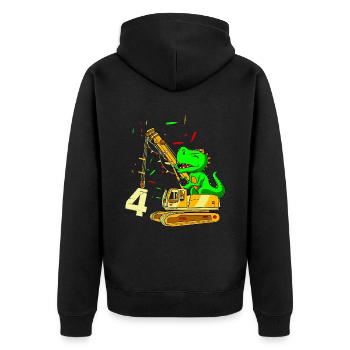 Conception d’anniversaire de 4 ans pour les dinosaures et - Veste à capuche bio Premium Unisexe - noir - Dos - Nico (187cm)