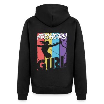 Archery Bow Archer Girl Vintage - Unisex Premium Organic Zip Hoodie - black - Back - Nico (187cm)