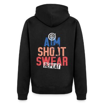 Archery Bow Archer Vintage Aim - Unisex Premium Bio Zip Hoodie - Schwarz - Hinten - Nico (187cm)