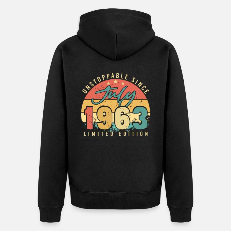 Juillet 1963 imparable - Veste à capuche bio Premium Unisexe - noir