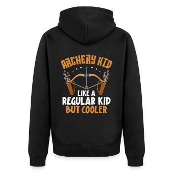 Archery Bow Archer Archery Kid - Unisex Premium Bio Zip Hoodie - Schwarz - Hinten - Nico (187cm)