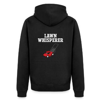 Lawn whisperer mower, mowing - Unisex Premium Bio Zip Hoodie - Schwarz - Hinten - Nico (187cm)