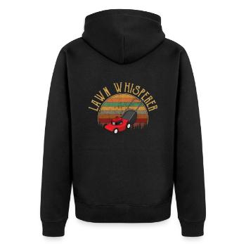 Lawn whisperer mower, mowing - Unisex Premium Bio Zip Hoodie - Schwarz - Hinten - Nico (187cm)
