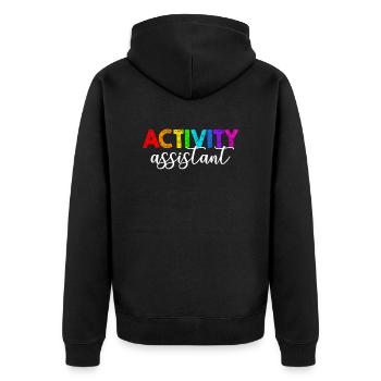 activity assistant appreciation , activity assista - Unisex Premium Bio Zip Hoodie - Schwarz - Hinten - Nico (187cm)