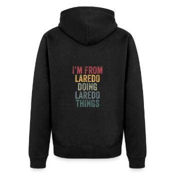 Je suis de Laredo en train de faire des choses Laredo - Veste à capuche bio Premium Unisexe - noir - Dos - Nico (187cm)