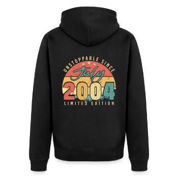 18e anniversaire juillet 2004 - Veste à capuche bio Premium Unisexe - noir - Dos - Nico (187cm)