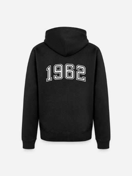 Year 1962 In white - Unisex Premium Organic Zip Hoodie - black