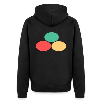 Trois points- Vert- Rouge- Jaune - Veste à capuche bio Premium Unisexe - noir - Dos - Nico (187cm)