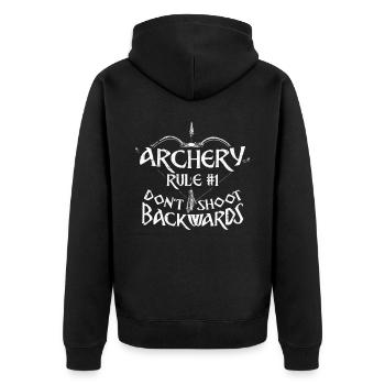 Archery Bow Archer Compound Bow - Unisex Premium Bio Zip Hoodie - Schwarz - Hinten - Nico (187cm)
