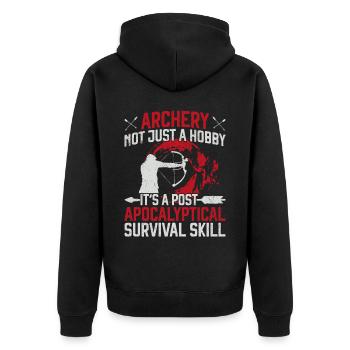 Archery Bow Archer Vintage Archery - Unisex Premium Bio Zip Hoodie - Schwarz - Hinten - Nico (187cm)