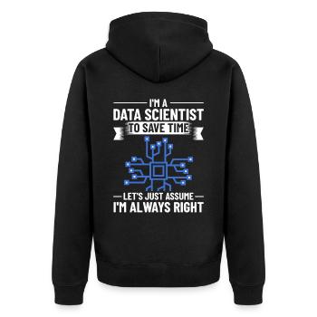 Datenwissenschaftler Data Science Wissenschaft - Unisex Premium Bio Zip Hoodie - Schwarz - Hinten - Nico (187cm)