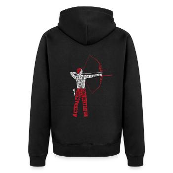Archery Bow Archer Word Cloud - Unisex Premium Organic Zip Hoodie - black - Back - Nico (187cm)