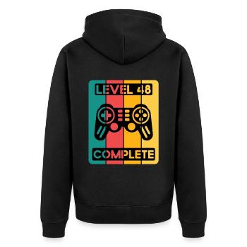 48. Geburtstag Shirt Gamer Zocker Männer Geschenk - Unisex Premium Bio Zip Hoodie - Schwarz - Hinten - Nico (187cm)