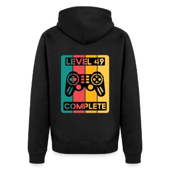 49. Geburtstag Shirt Gamer Zocker Männer Geschenk - Unisex Premium Bio Zip Hoodie - Schwarz - Hinten - Nico (187cm)