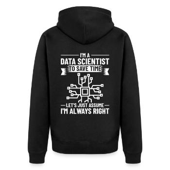 Datenwissenschaftler Data Science Wissenschaft - Unisex Premium Bio Zip Hoodie - Schwarz - Hinten - Nico (187cm)