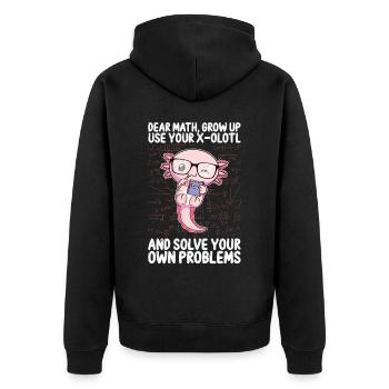 Lustiges Mathe-Kawaii-Axolotl-Geschenk - Unisex Premium Bio Zip Hoodie - Schwarz - Hinten - Nico (187cm)
