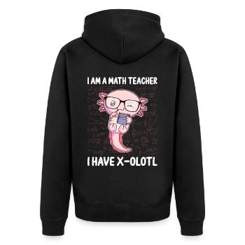Lustiges Mathe-Kawaii-Axolotl-Geschenk - Unisex Premium Bio Zip Hoodie - Schwarz - Hinten - Nico (187cm)