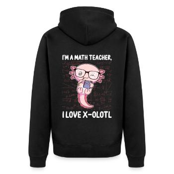 Lustiges Mathe-Kawaii-Axolotl-Geschenk - Unisex Premium Bio Zip Hoodie - Schwarz - Hinten - Nico (187cm)