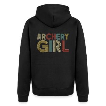 Archery Bow Archer Girl Retro - Unisex Premium Organic Zip Hoodie - black - Back - Nico (187cm)
