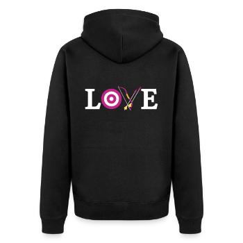 Archery Bow Archer Target Love - Unisex Premium Bio Zip Hoodie - Schwarz - Hinten - Nico (187cm)