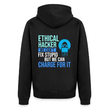 Ethical Hacker Security Computer Hacking - Unisex Premium Organic Zip Hoodie - black - Back - Nico (187cm)