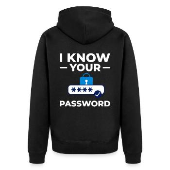 Passwort Hacker Sicherheit Computer Hacking - Unisex Premium Bio Zip Hoodie - Schwarz - Hinten - Nico (187cm)