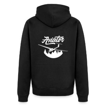 Pilot Segelflugzeug Kleinflugzeug Leichtflugzeug - Unisex Premium Bio Zip Hoodie - Schwarz - Hinten - Nico (187cm)