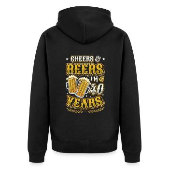Cheers and beer I'm 40 years old - Unisex Premium Organic Zip Hoodie - black - Back - Nico (187cm)